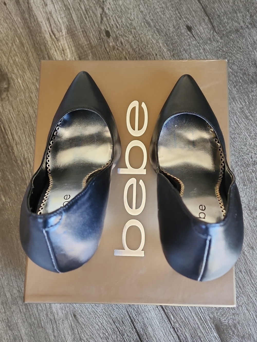BEBE Sarah Black Pointed-Toe Stiletto Heels Size 8 EUC - Picture 9 of 12